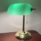 Brass & Green Glass Bankers Lamp
