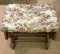 Wooden Gliding Foot Stool with Floral Tapestry Top