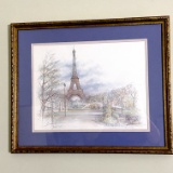 Eiffel Tower Watercolor Signed by Artist