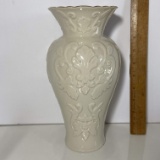 Pretty Tall Embossed Lenox Vase with Gilt Rim
