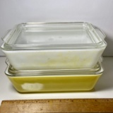 Pair of Yellow Pyrex Refrigerator Dishes with Lids