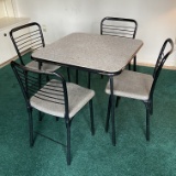 1958 5 Pc Cosco Card Table with 4 Fashion Fold Chairs