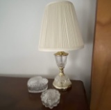 Pretty Glass Lamp with 2 Trinket Boxes