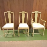 3 pc Vintage Painted Green Chairs