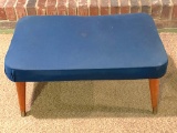 Mid-Century Modern Foot Stool with Wooden Legs