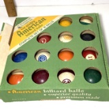 Vintage American Billiard Balls Set of 16 in Box