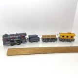 Set of 4 Friction Tin Train Cars