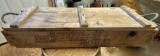 Large Vintage Wooden Military Box with Rope Handles