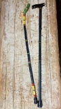 Pair of Vintage Walking Sticks - One is Hand Crafted with Tag