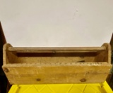 Vintage Hand Made Large Wooden Tool Caddy with Some Tools
