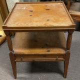 Vintage 2-Tier Single Drawer Side Table