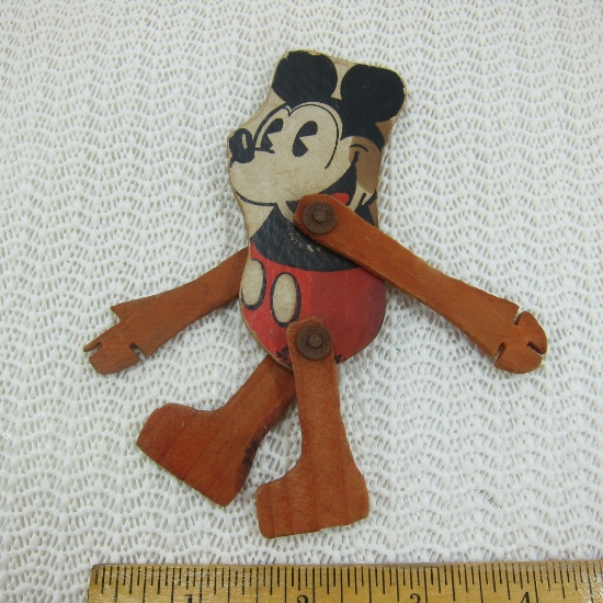 Rare 1930's Early Mickey Mouse Acrobat Trapeze Wood Toy - Walt Disney Marx Brothers USA