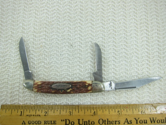 Pocket Knife 3 Blade Stainless 380 by Tomahawk Knives - Clip Sheepsfoot & Pen Blades