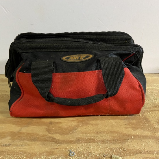 AWP Red Canvas Tool Bag Full of Tire Repair Items