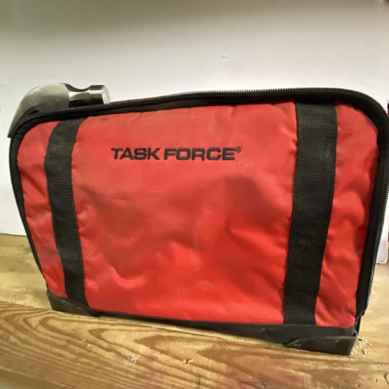 Large Red Task Force Canvas Tool Bag with Tools & Carrying Strap