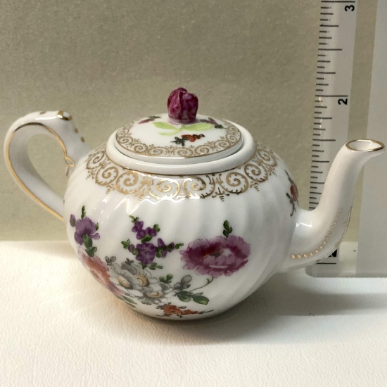 Small Porcelain Miniature Collectible Floral Teapot