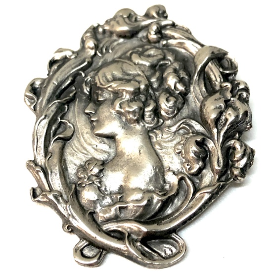 Large Pewter Victorian Brooch