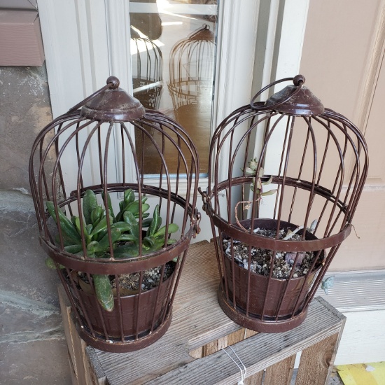 Set of 2 Metal Wire Bird Cages