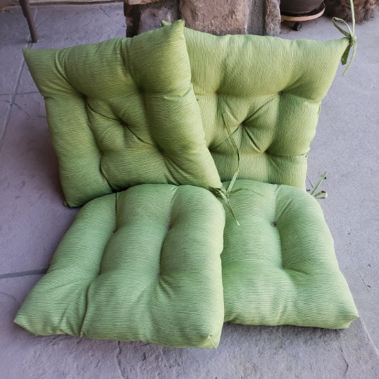 Set of 4 Green Patio Chair Cushions