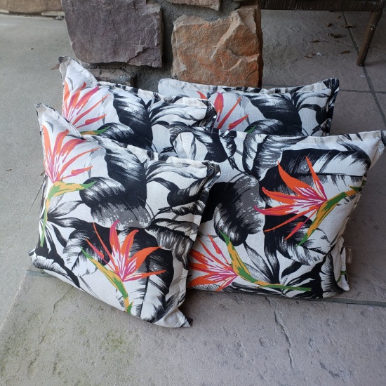 Set of 4 Tropical Allen and Roth Outdoor Pillows