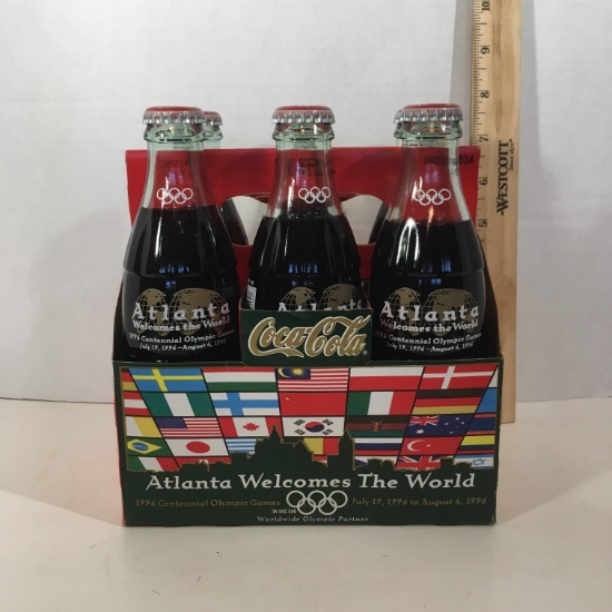 Coca-Cola Atlanta Olympics Commemorative Six Pack of Bottles