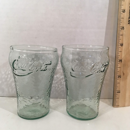 Pair of Miniature Green Coca-Cola Glasses