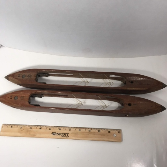 Pair of Vintage Weaving Loom Boat Shuttles