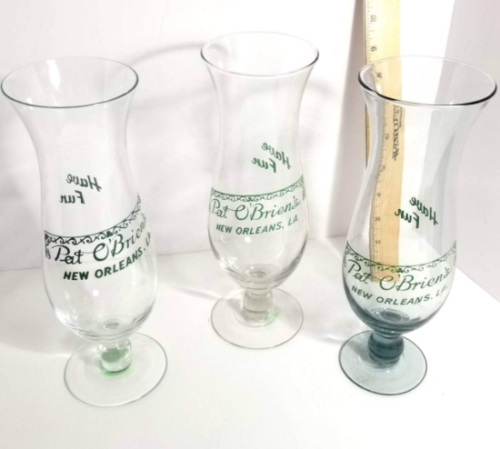 Set of 3 Pat O'Brien's Hurricane Stemware