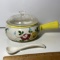 Hand Painted Floral Ceramic Pot with Spoon & Lid Made in Portugal
