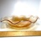 Vintage Iris & Herringbone Marigold Iridescent Bowl with Ruffled Edge