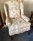 Floral Wingback Chair with Queen Anne Legs
