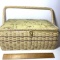 Vintage Sewing Basket Full of Misc Notions & Knitting Needles