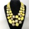 Vintage Triple Strand Yellow Beaded Necklace Made in Japan