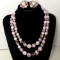 Vintage Double Strand Purple Beaded Necklace with Matching Clip-on Earrings