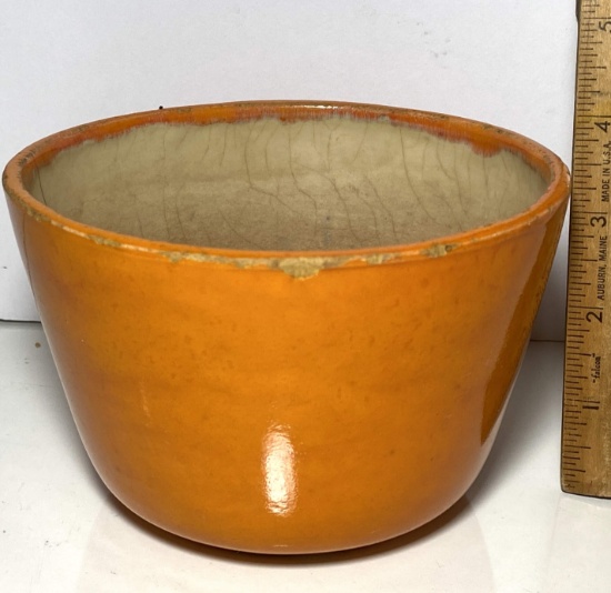 Antique Small Orange Pottery Bowl