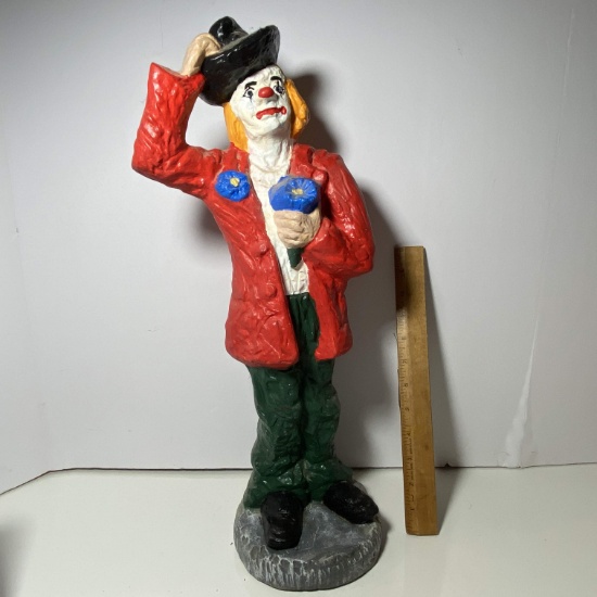 Tall Hand Painted Ceramic Clown Statue