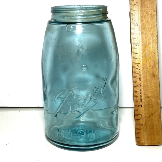 Vintage Blue Glass Ball Mason Jar