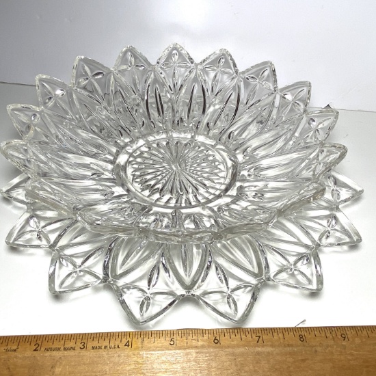 2 pc Pressed Glass Bowl with Platter