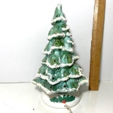 Vintage Small Ceramic Christmas Tree with Base & Bulb