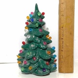 Vintage Miniature Ceramic Christmas Tree with Lights
