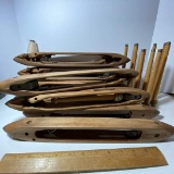 Large Lot of Antique Wooden Weaving Shuttles & Antique Textile Bobbins