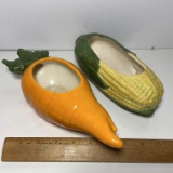 Ceramic Carrot & Corn Dishes/Planters