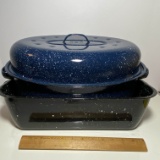 Granite-Ware Oval Roasting Pan with Lid & Rectangular Roasting Pan