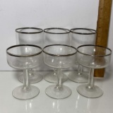 Vintage 6pc Stemware with Silver Edges