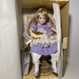 Home Collectibles Club Porcelain Doll with Wicker Chair in Box