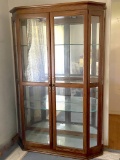 Pretty Tall Wooden Lighted Display Cabinet with 4 Shelves