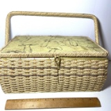 Vintage Sewing Basket Full of Misc Notions & Knitting Needles