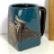 Cool Turquoise & Black Horse Pottery Mug Signed on Bottom