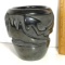 Impressive Native American Black Carved Santa Clara Pottery Vessel By Frances Salazar