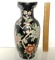 Pretty Black Porcelain Oriental Floral Vase